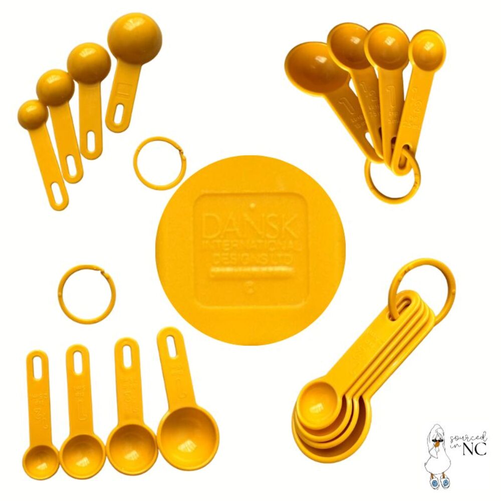 Vintage Dansk Yellow Measuring Spoons Set Denmark Plastic Mid Century Modern 4pc